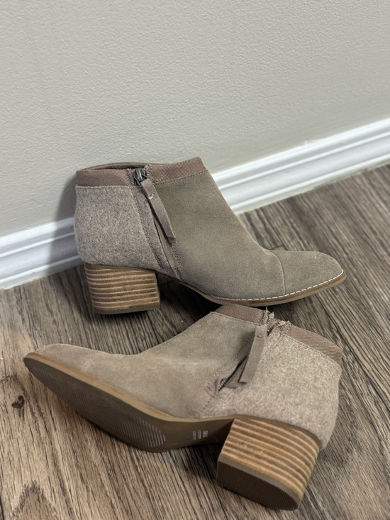 Toms Shoes - Women's Taupe Suede Ankle Bootie with Block Heel